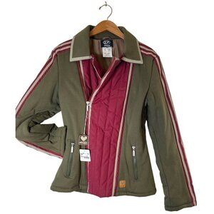 VTG NWT 90s DIESEL Women Size M Jacket Biker Moto Zip Green Red Color Block RARE